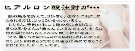 膝　軟骨　ヒアルロン酸　注射　関節　内　東洋医学