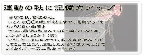 秋　運動　収斂　記憶　向上　学　東洋医学